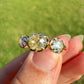 0.86 ct old mine cut diamond three stone ring