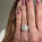 Antique Belle Époque natural pearl and 1.74 ct old European cut diamond daisy ring