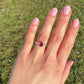 1.01 ct ruby and peruzzi cut diamond three stone ring