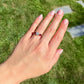 0.84 ct old European cut diamond and ruby three stone ring
