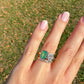 1.02 ct Colombian emerald and oval old mine cut diamond Toi et Moi ring