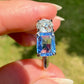 0.93 ct Ceylon sapphire and old mine cut diamond toi et moi ring