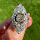 Installment 2/6 - Antique 1.75 ct old mine cut diamond navette ring