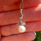 Natural saltwater pearl and rose cut diamond pendant