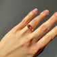 1.03 ct ruby and old mine cut diamond three stone ring