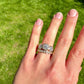 3.35 ct old mine cut diamond three stone ring