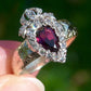 Antique Victorian crowned heart garnet and rose cut diamond ring