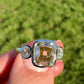 1.50 ct old mine cut diamond three stone ring