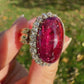 Installment 1/7 - 8.68 ct tourmaline and old European cut diamond cluster ring