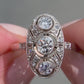 Antique 0.77 ct old European cut diamond navette ring